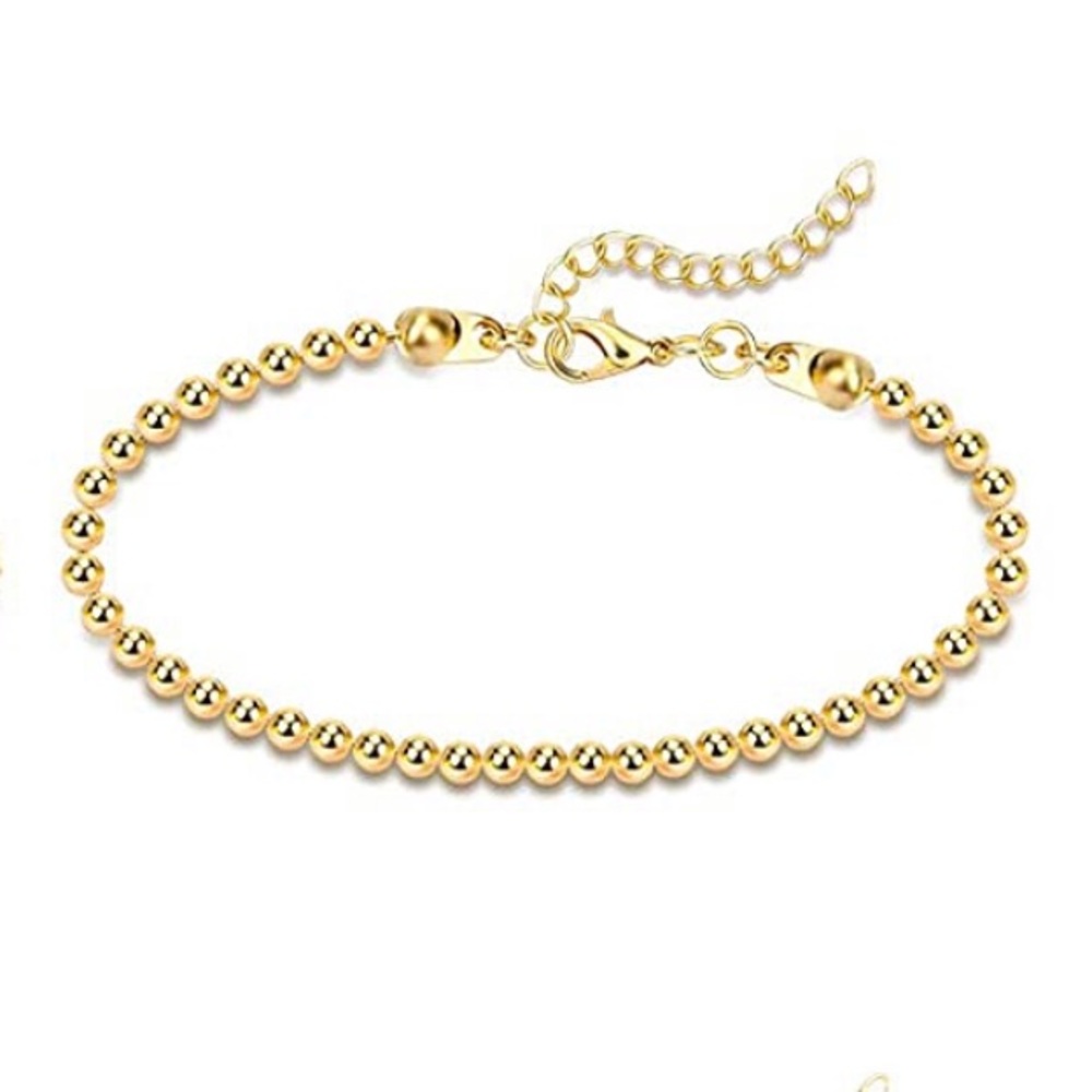 2pc Gold Plated Paper Clip & Beaded Bracelet Set - Picture 3 of 4